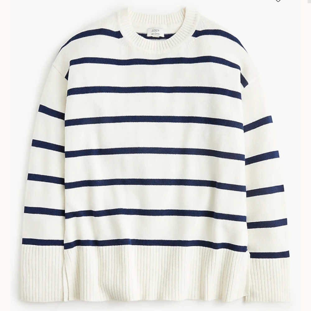NWT J. Crew Wide Hem Striped Crewneck Sweater M